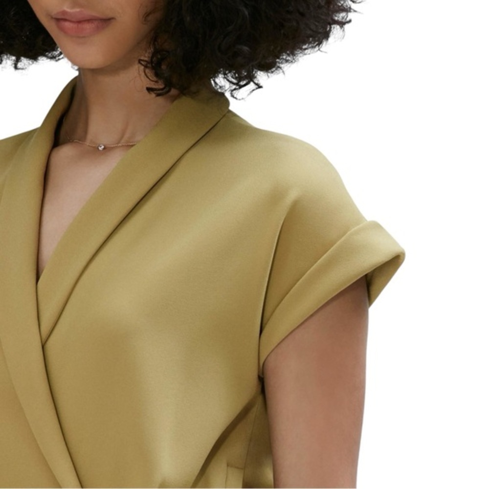 MM LaFleur ✘ Tory 3.0 Knee Length V-Neck Short Sleeve Dress, True Olive, Size 6
